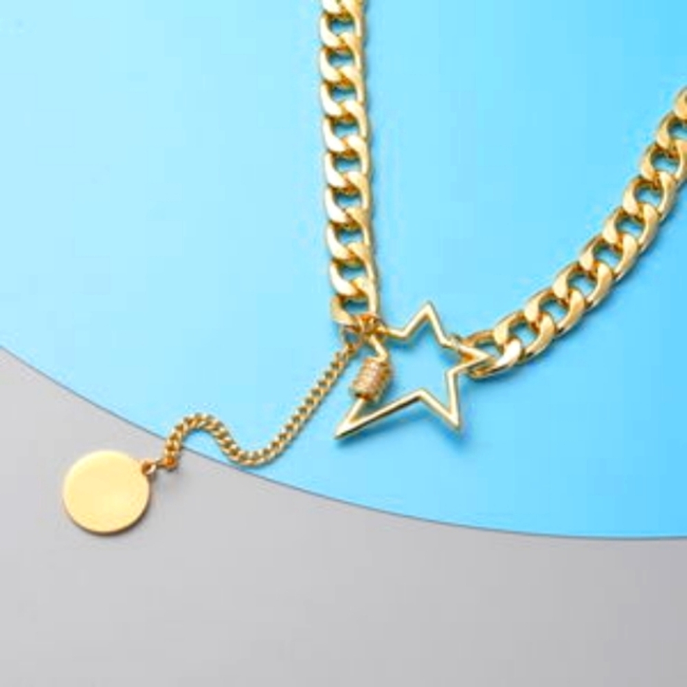 🔥White Austrian Crystal Star Charm Enhancer Necklace (18.50 Inches) in Go… - Picture 2 of 4